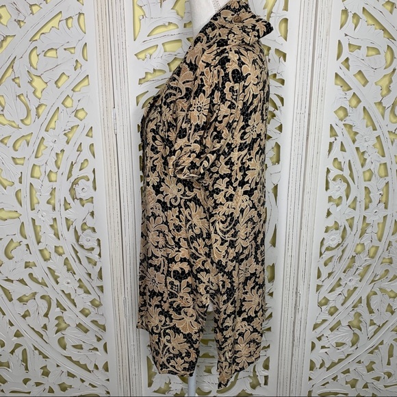 Vintage Floral Black & Tan Button Down Tunic - Picture 5 of 9